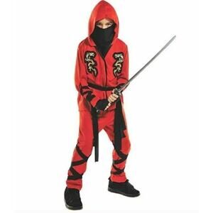 Kids' Fire Dragon Ninja Two Piece Costume/Disguise in Red/Black Size XL (14-16)